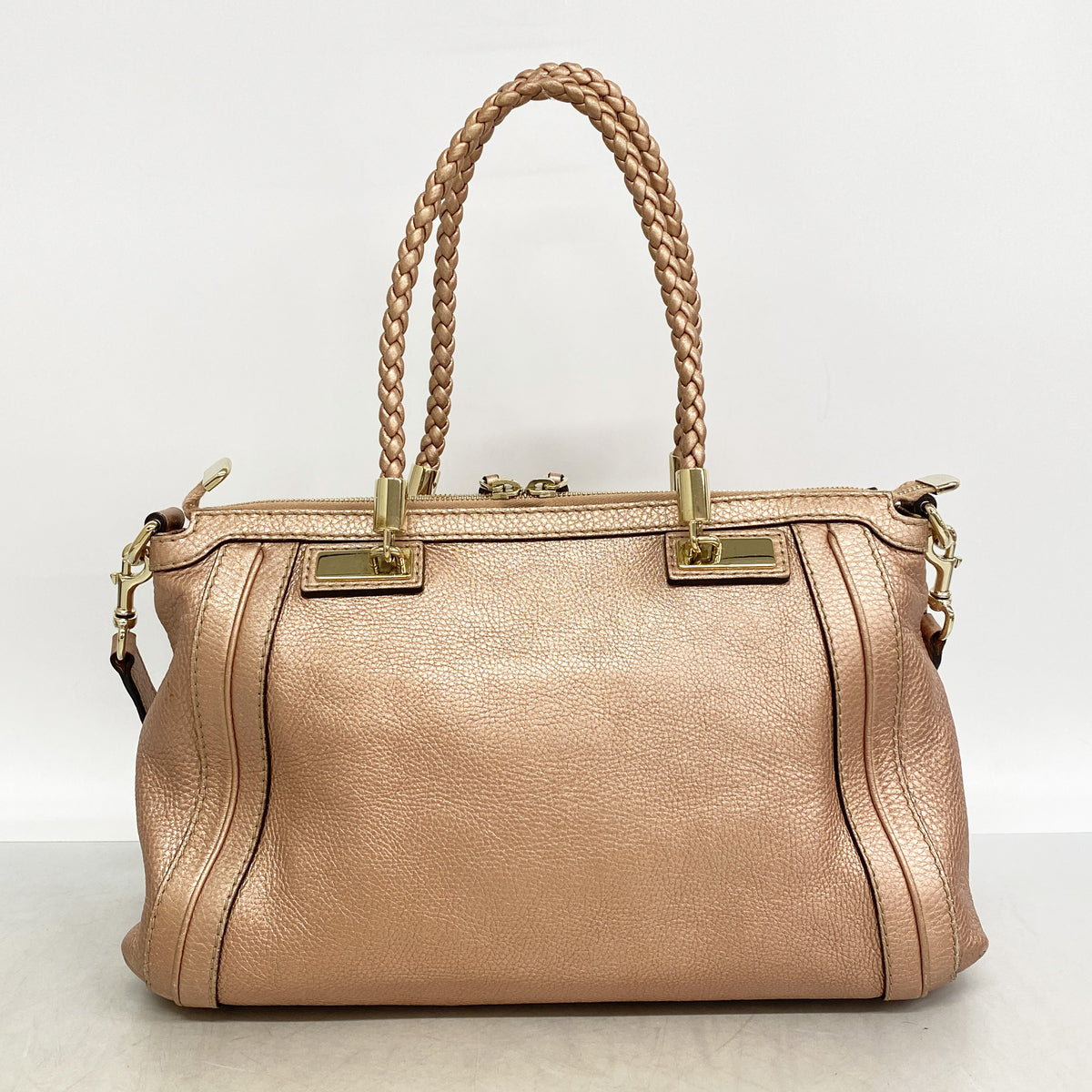 【6ib2849】グッチ ハンドバッグ バンブー 282300 レザー メタリックピンク シャンパンゴールド金具 2wayバッグ【中古】レディース