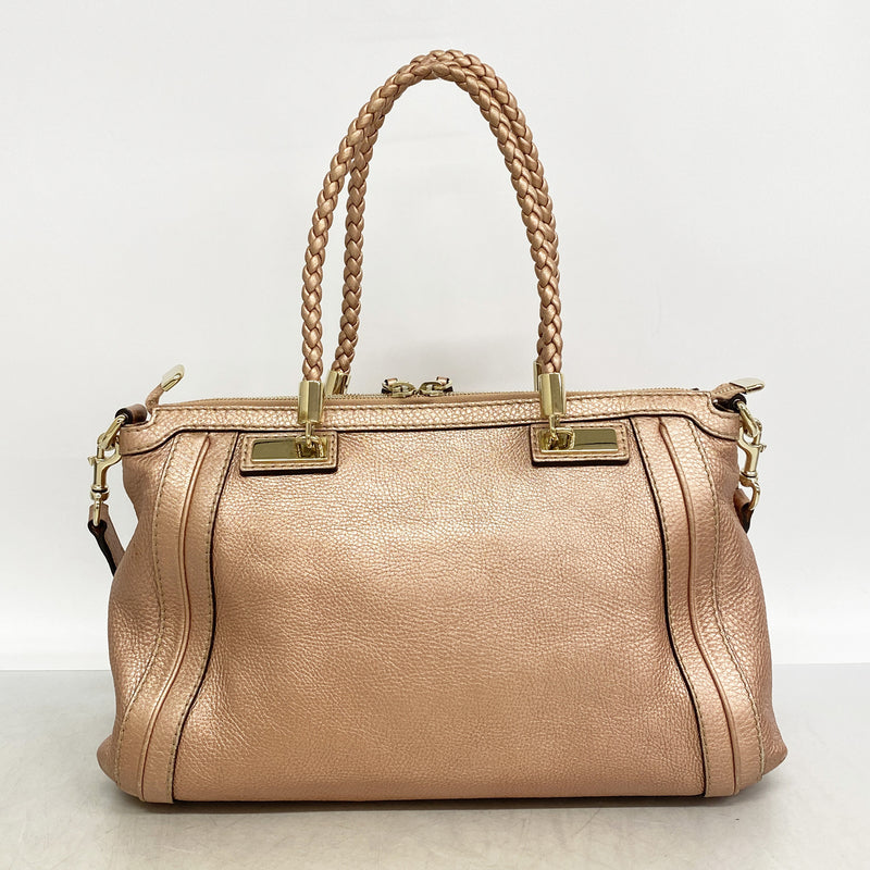 【6ib2849】グッチ ハンドバッグ バンブー 282300 レザー メタリックピンク シャンパンゴールド金具 2wayバッグ【中古】レディース