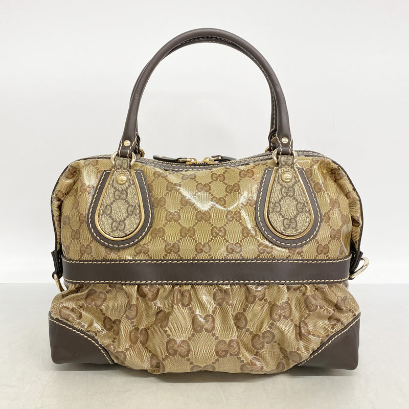【6ib2854】グッチ ハンドバッグ GGクリスタル 223962 コーティングキャンバス ブラウン シャンパンゴールド金具【中古】レディース
