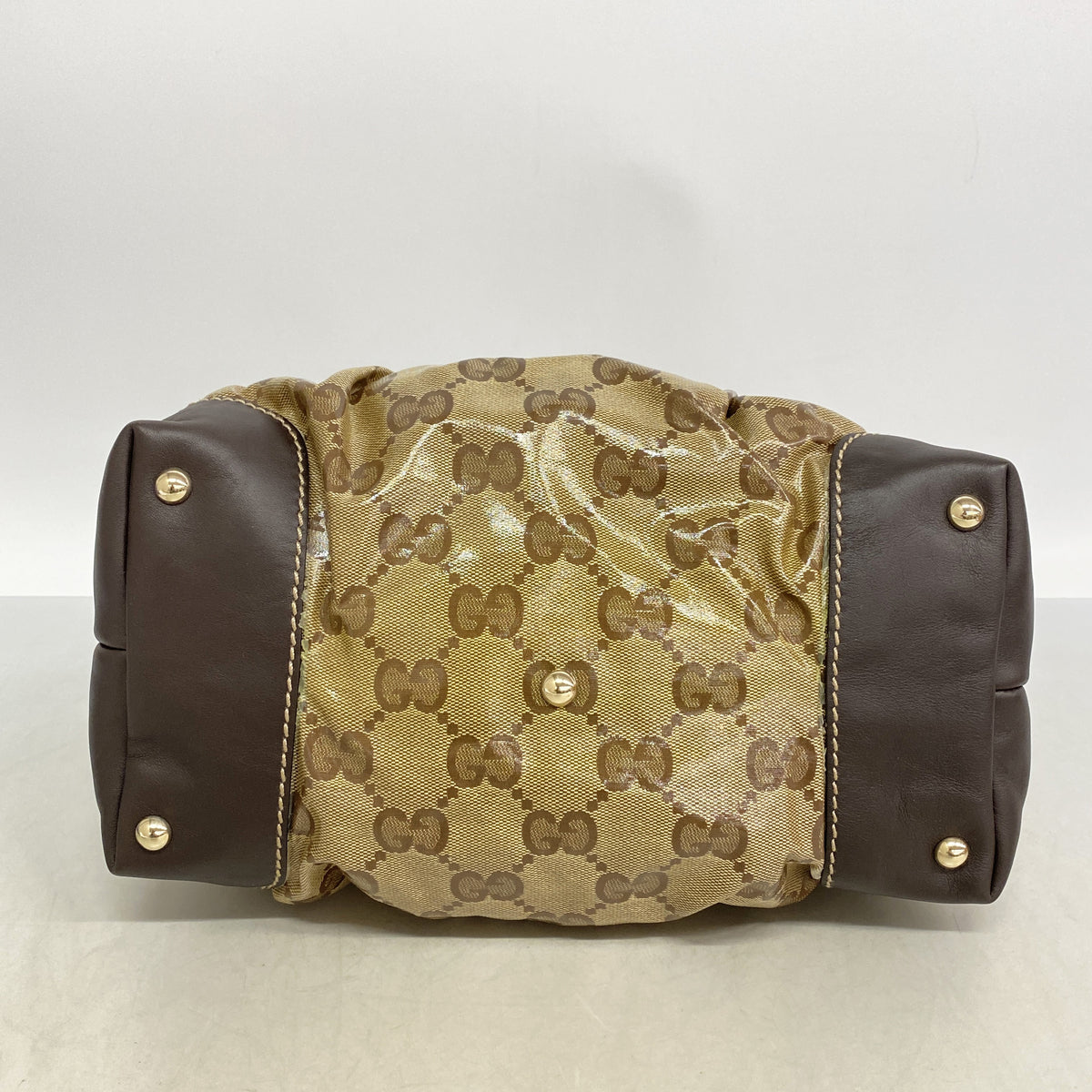 【6ib2854】グッチ ハンドバッグ GGクリスタル 223962 コーティングキャンバス ブラウン シャンパンゴールド金具【中古】レディース