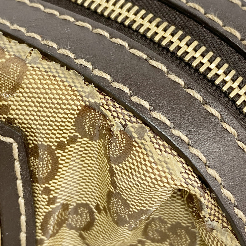 【6ib2854】グッチ ハンドバッグ GGクリスタル 223962 コーティングキャンバス ブラウン シャンパンゴールド金具【中古】レディース