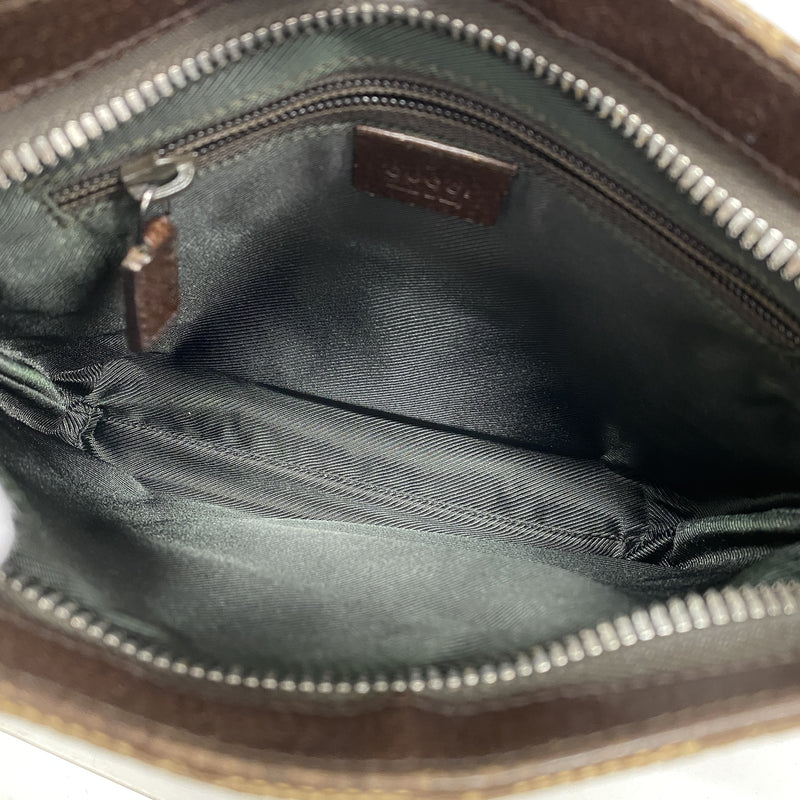 【6ib2855】グッチ ショルダーバッグ GGキャンバス 122793 キャンバス ブラウン シルバー金具【中古】レディース