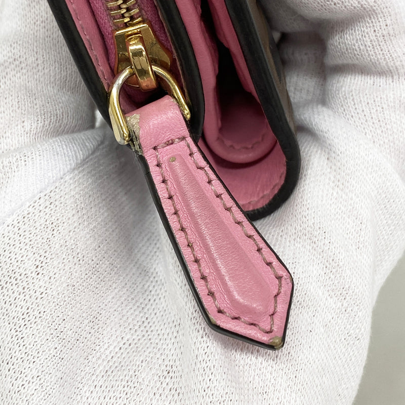 【6ib2857】フェンディ 財布 レザー ブラウン ピンク ゴールド金具【中古】レディース