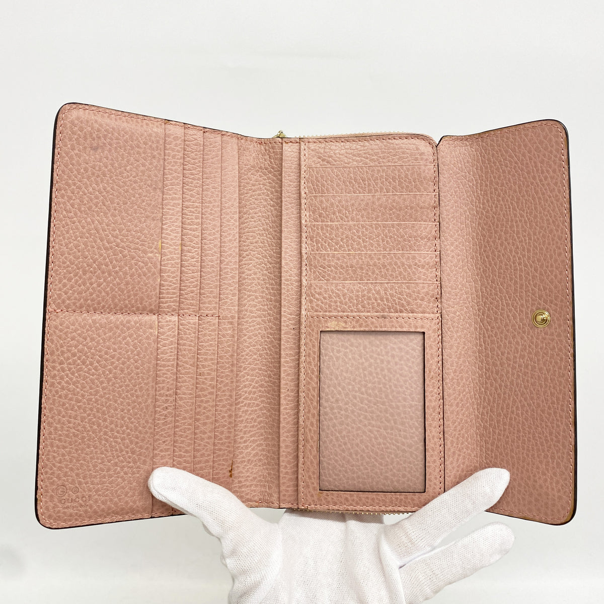 【6ib2858】グッチ 長財布 インターロッキングG 449397 レザー ピンク シャンパンゴールド金具【中古】レディース