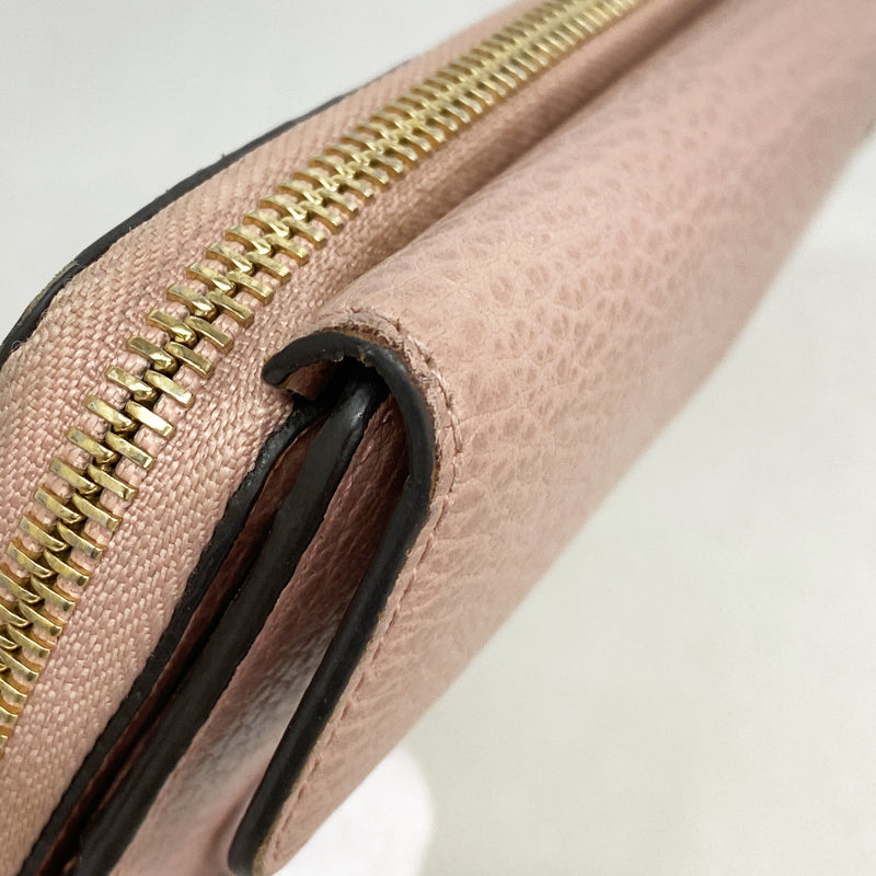 【6ib2858】グッチ 長財布 インターロッキングG 449397 レザー ピンク シャンパンゴールド金具【中古】レディース
