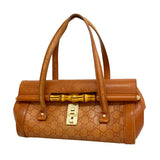 【6ib2870】グッチ ショルダーバッグ バンブー グッチシマ 111713 レザー ブラウン シャンパンゴールド金具【中古】レディース