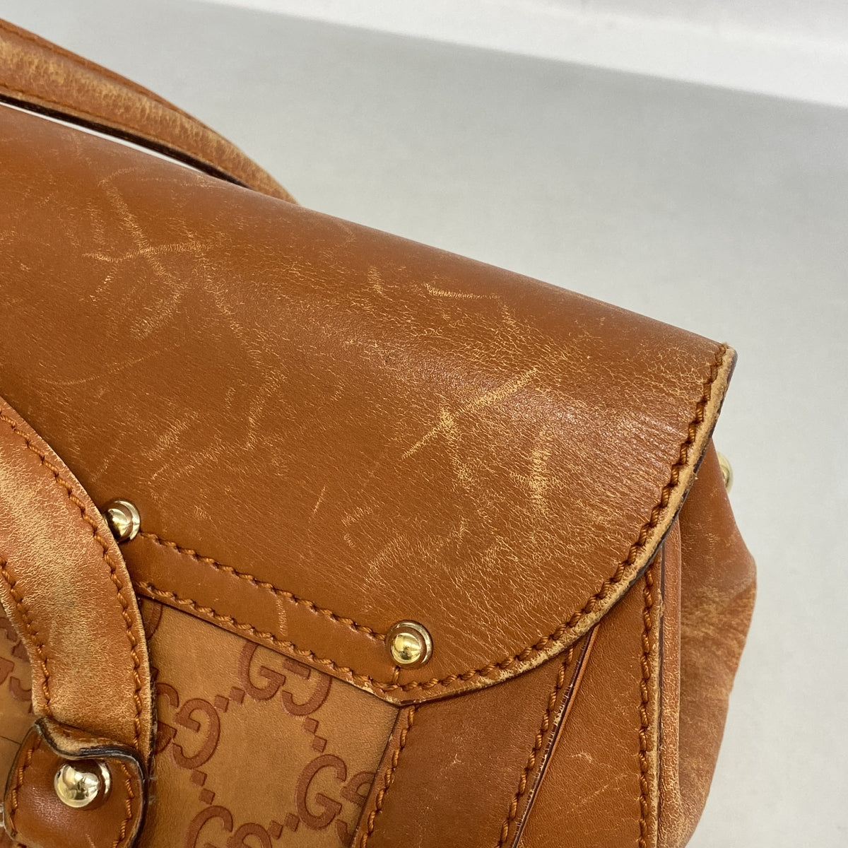 【6ib2870】グッチ ショルダーバッグ バンブー グッチシマ 111713 レザー ブラウン シャンパンゴールド金具【中古】レディース