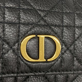 【6ib2872】クリスチャンディオール 長財布 カナージュ レザー ブラック ゴールド金具【中古】レディース