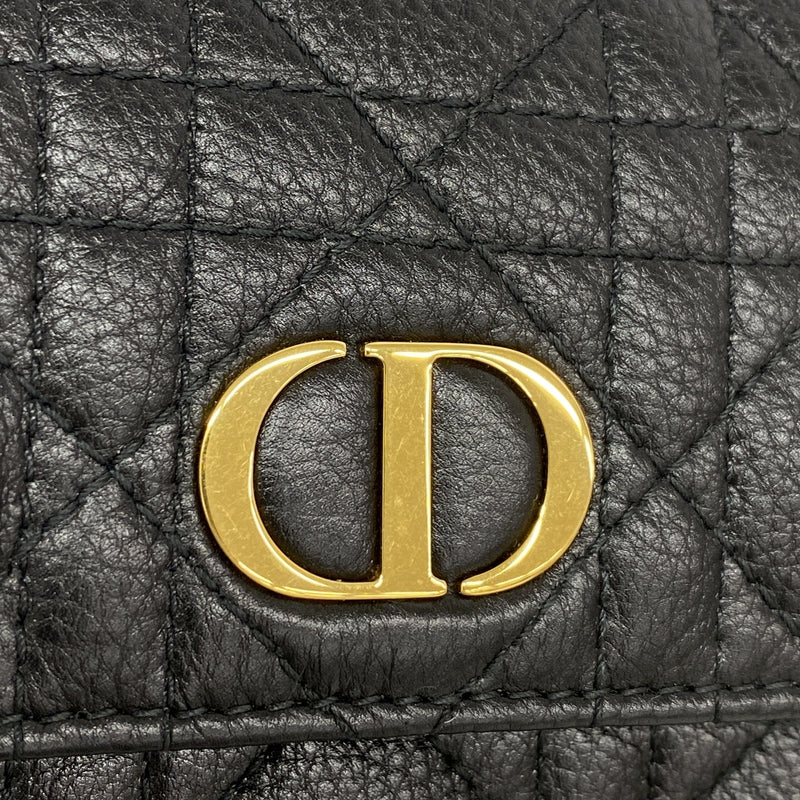 【6ib2872】クリスチャンディオール 長財布 カナージュ レザー ブラック ゴールド金具【中古】レディース