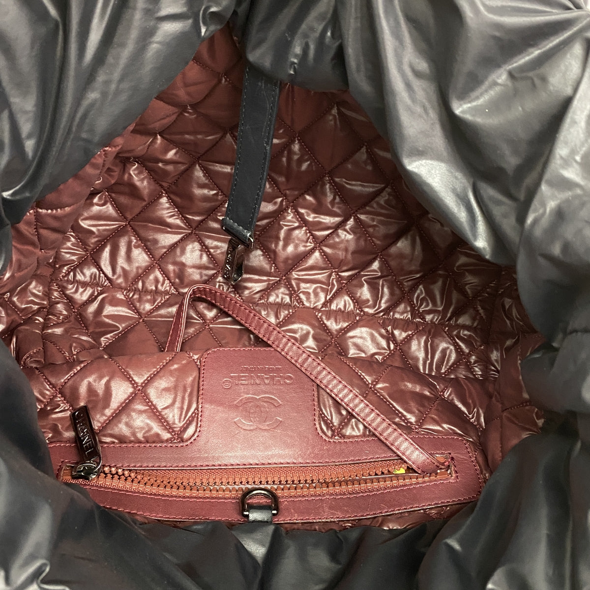 【6ib2875】シャネル トートバッグ コココクーン ナイロン ブラック シルバー金具【中古】レディース