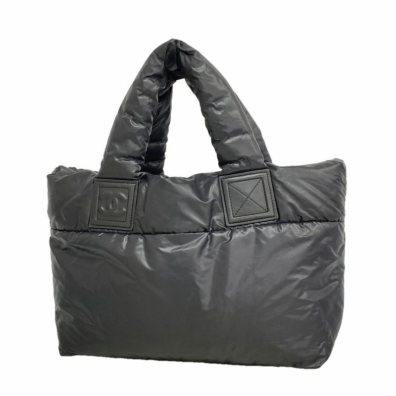 【6ib2875】シャネル トートバッグ コココクーン ナイロン ブラック シルバー金具【中古】レディース