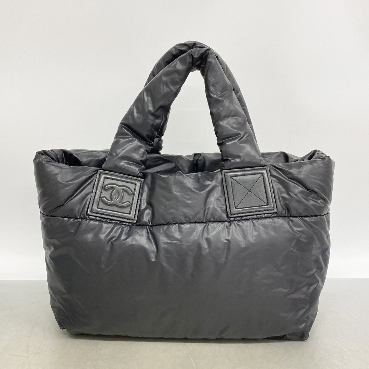 【6ib2875】シャネル トートバッグ コココクーン ナイロン ブラック シルバー金具【中古】レディース