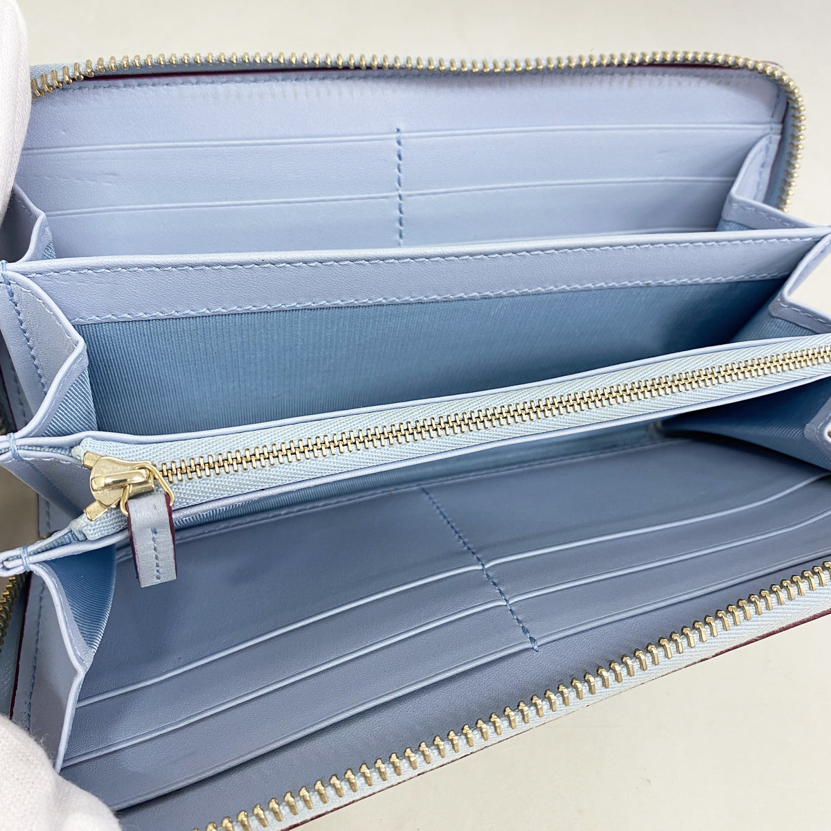 【6ib2888】グッチ 長財布 ヒグチユウコ 847918 レザー スカイブルー ボルドー シャンパンゴールド金具【中古】レディース