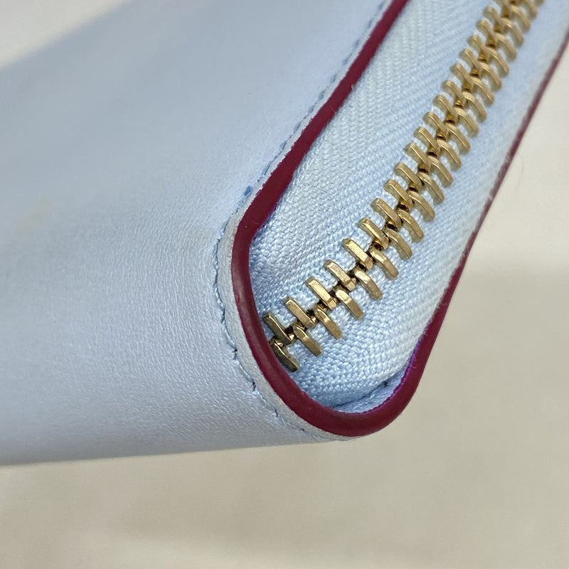 【6ib2888】グッチ 長財布 ヒグチユウコ 847918 レザー スカイブルー ボルドー シャンパンゴールド金具【中古】レディース