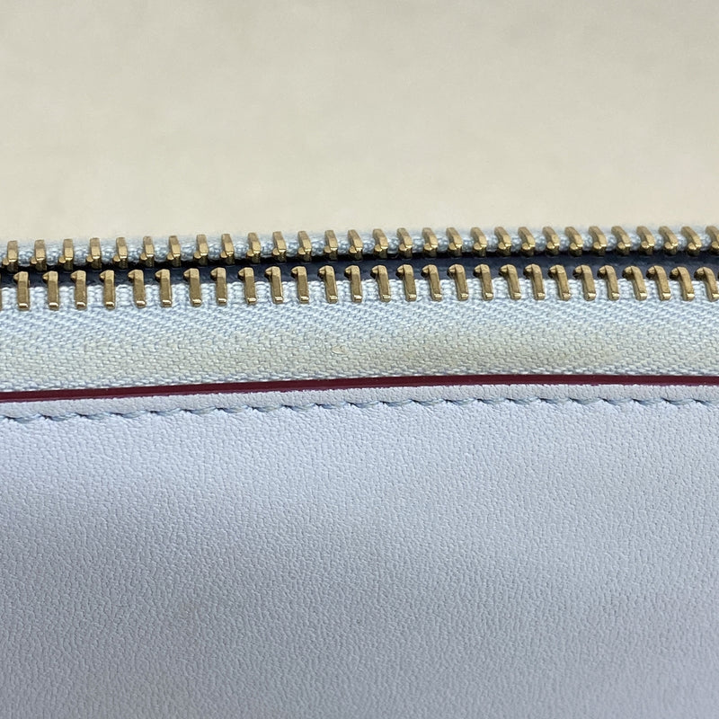 【6ib2888】グッチ 長財布 ヒグチユウコ 847918 レザー スカイブルー ボルドー シャンパンゴールド金具【中古】レディース