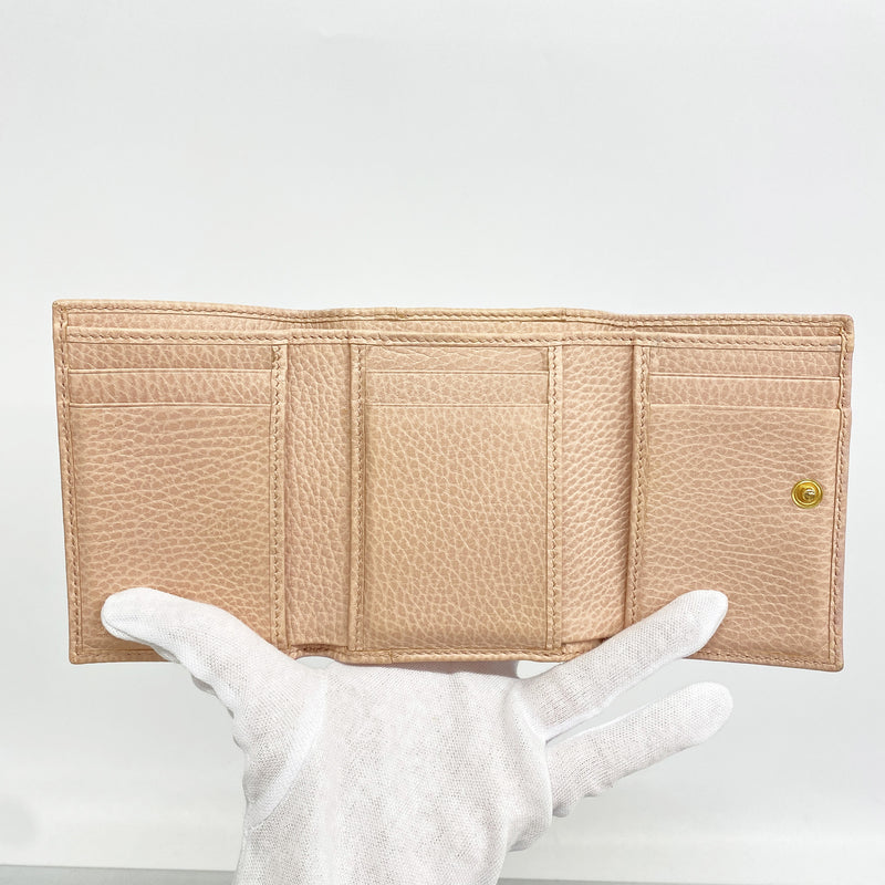 【6ib2889】グッチ 三つ折り財布 GGマーモント 474746 レザー ピンク ゴールド金具【中古】レディース
