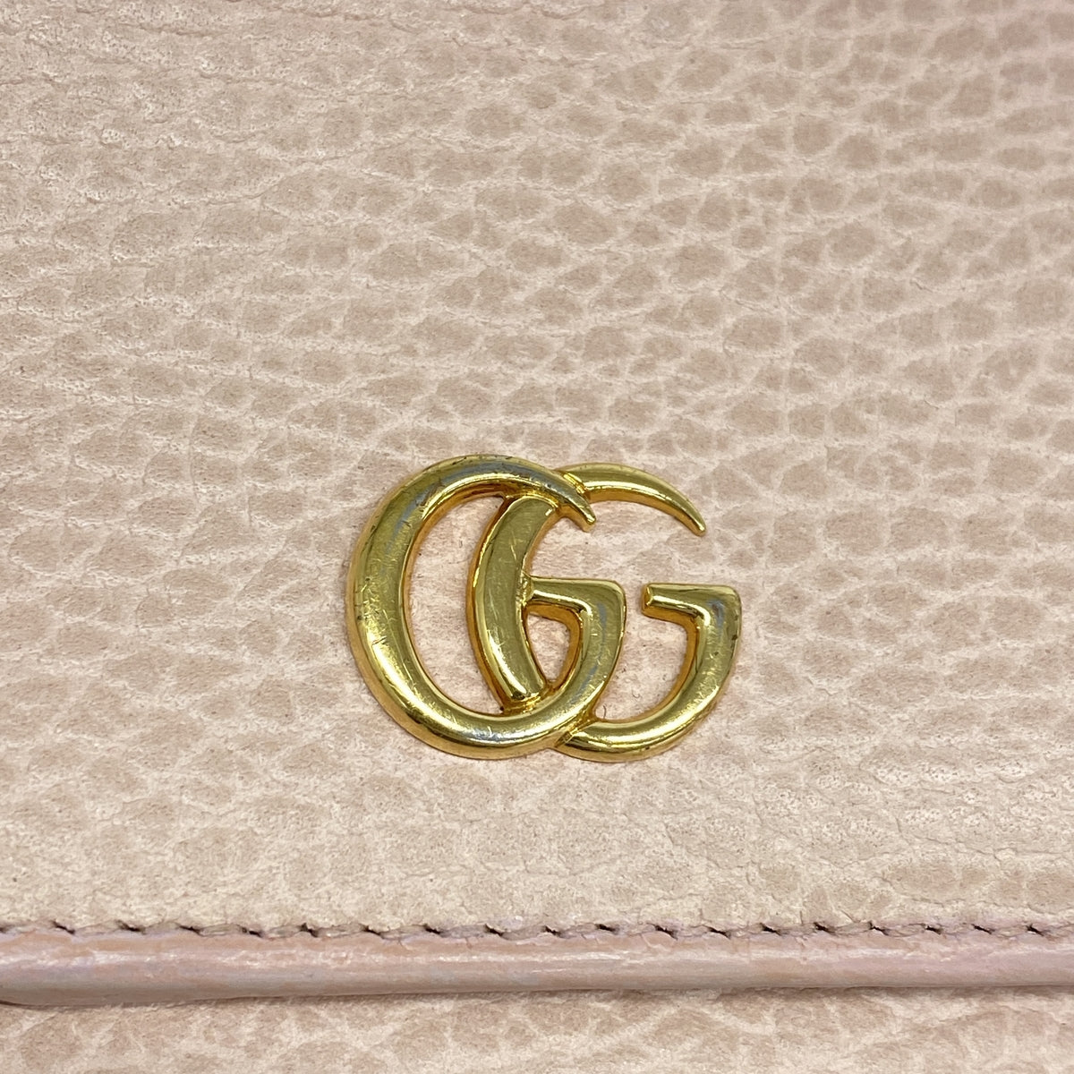 【6ib2889】グッチ 三つ折り財布 GGマーモント 474746 レザー ピンク ゴールド金具【中古】レディース