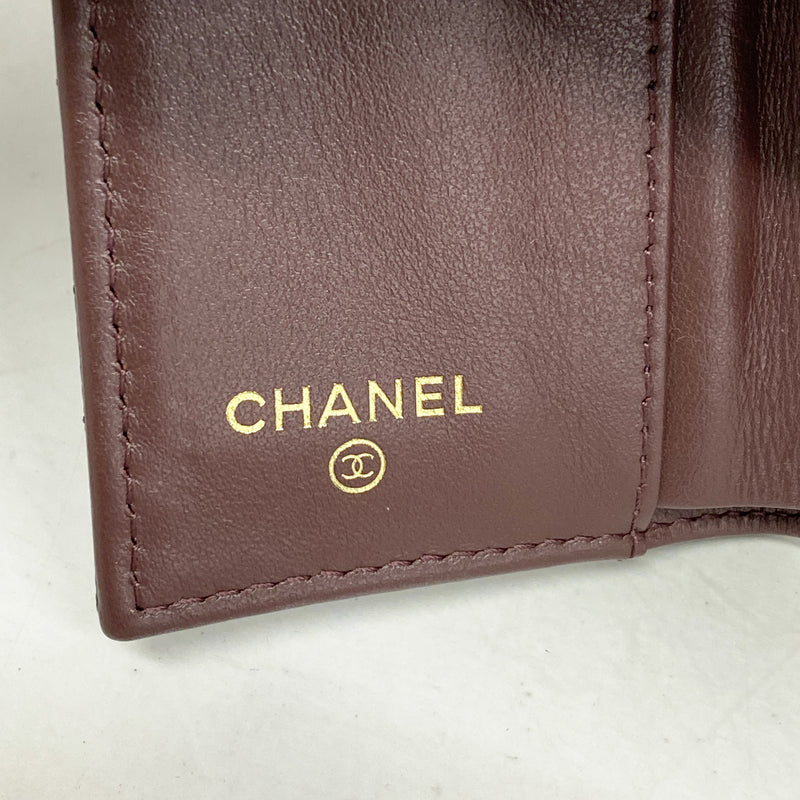 【6ib2890】シャネル 三つ折り財布 マトラッセ キャビアスキン ブラック シャンパンゴールド金具【中古】レディース