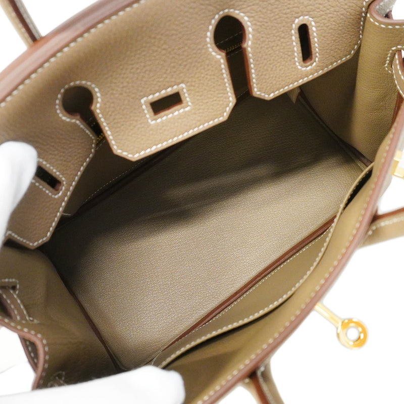【6ib2895-e-g】エルメス ハンドバッグ バーキン25 トゴ エトゥープ ゴールド金具 G刻印【中古】レディース
