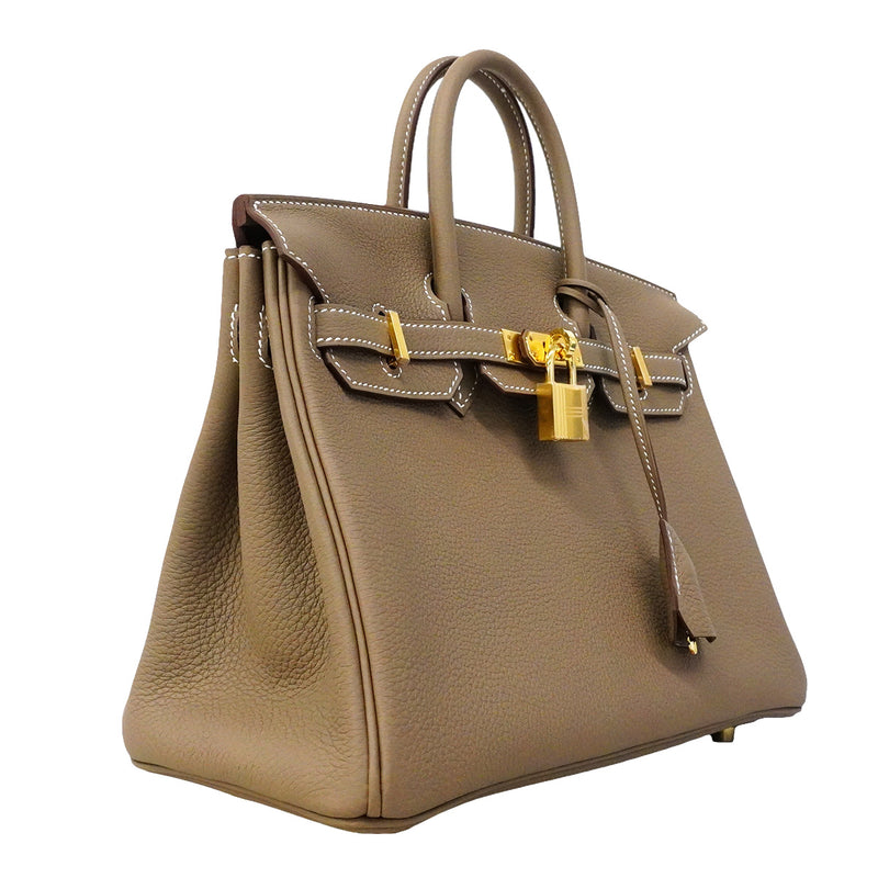 【6ib2895-e-g】エルメス ハンドバッグ バーキン25 トゴ エトゥープ ゴールド金具 G刻印【中古】レディース