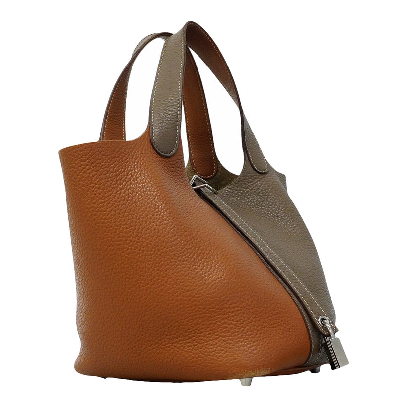 【6ib2898】エルメス ハンドバッグ ピコタンロックカザックPM トリヨンクレマンス ゴールド エトゥープ シルバー金具 □P刻印【中古】レディース