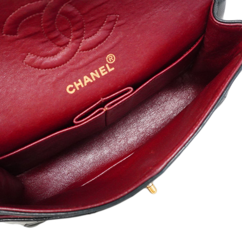 【6ib2899】シャネル ショルダーバッグ マトラッセ Wフラップ Wチェーン ラムスキン ブラック ゴールド金具【中古】レディース