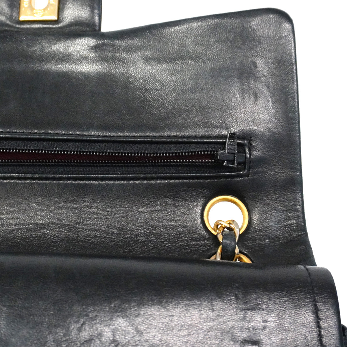 【6ib2899】シャネル ショルダーバッグ マトラッセ Wフラップ Wチェーン ラムスキン ブラック ゴールド金具【中古】レディース