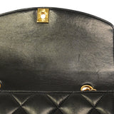 【6ib2900】シャネル ショルダーバッグ ダイアナ チェーンショルダー ラムスキン ブラック ゴールド金具【中古】レディース