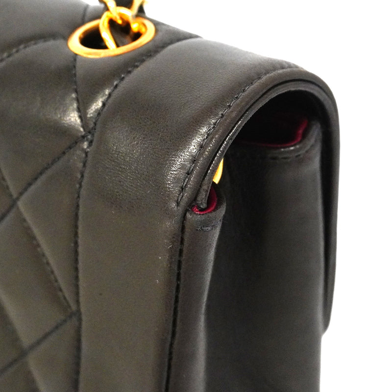 【6ib2900】シャネル ショルダーバッグ ダイアナ チェーンショルダー ラムスキン ブラック ゴールド金具【中古】レディース