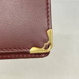 【6ib2901】カルティエ 長札入れ マスト レザー ボルドー ゴールド金具【中古】レディース