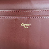 【6ib2901】カルティエ 長札入れ マスト レザー ボルドー ゴールド金具【中古】レディース