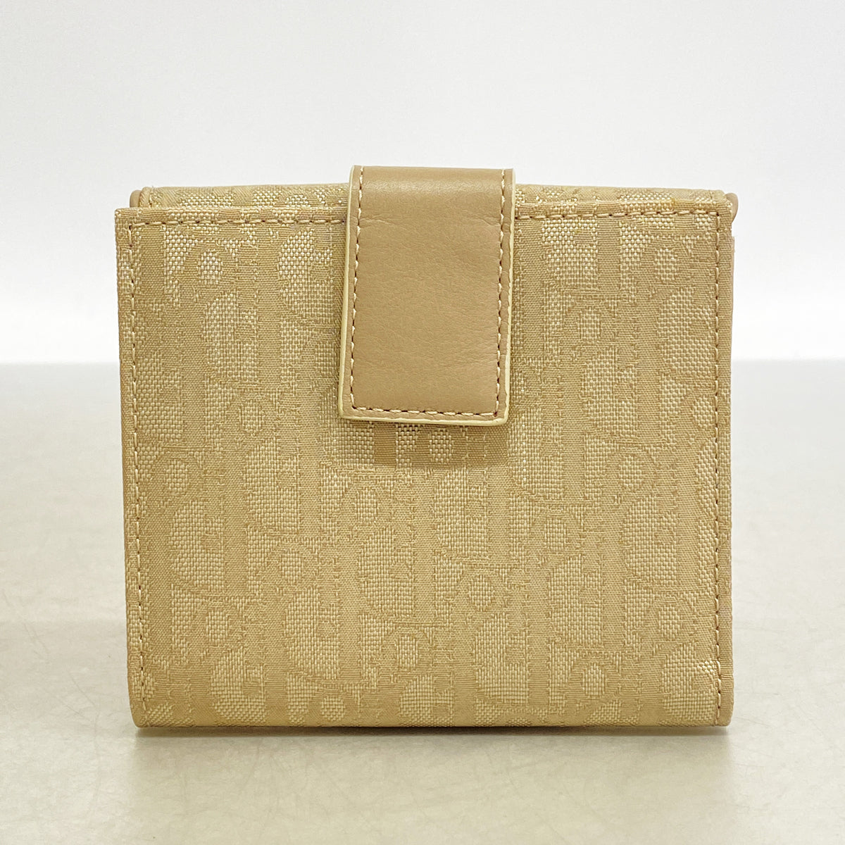 【6ib2902】クリスチャンディオール 財布 トロッター ナイロン ベージュ シルバー金具【中古】レディース