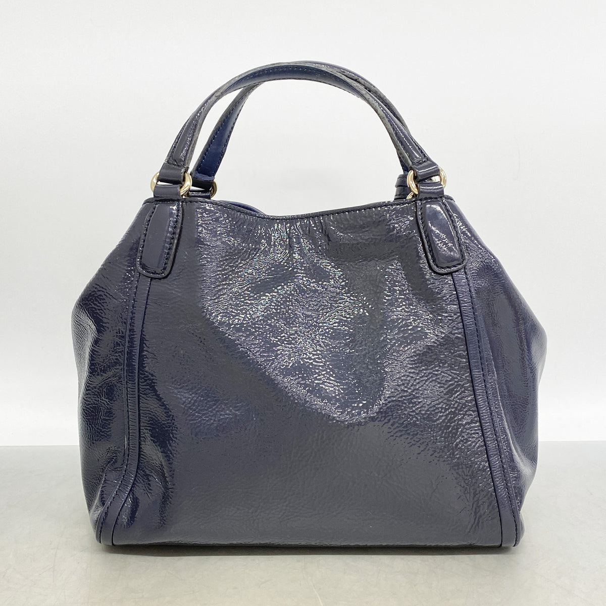 【6ib2905】グッチ ハンドバッグ ソーホー 336751 エナメル ネイビー シャンパンゴールド金具 2wayバッグ【中古】レディース