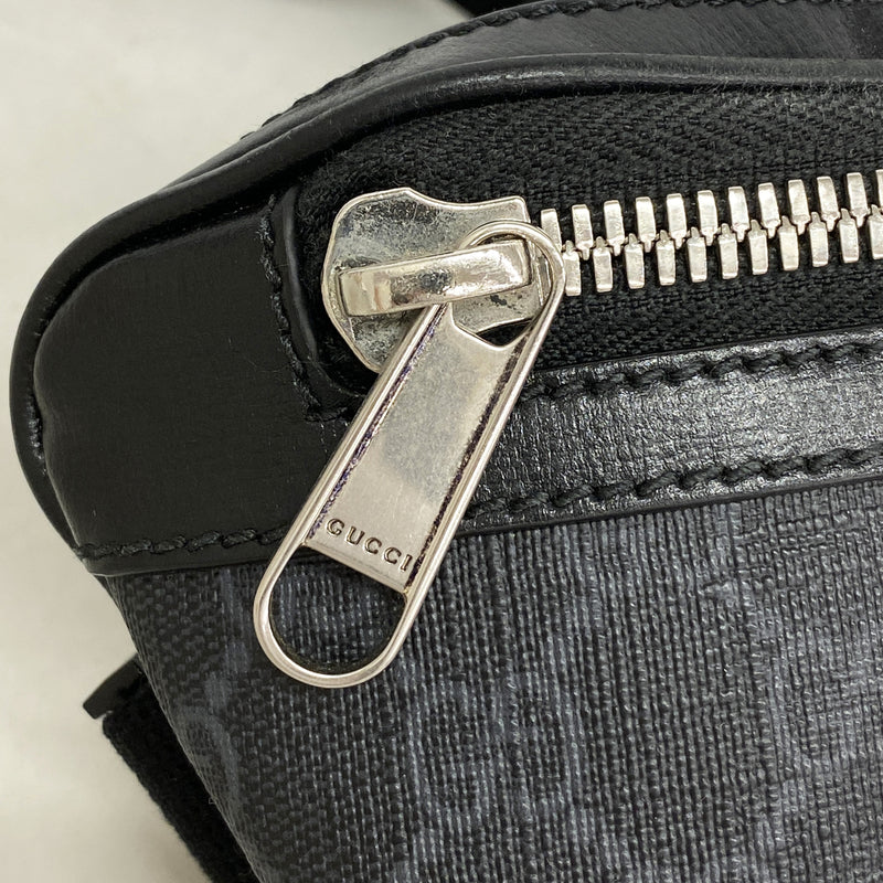 【6ib2908】グッチ ウエストバッグ GGスプリーム 733240 PVC グレー ブラック シルバー金具【中古】メンズ