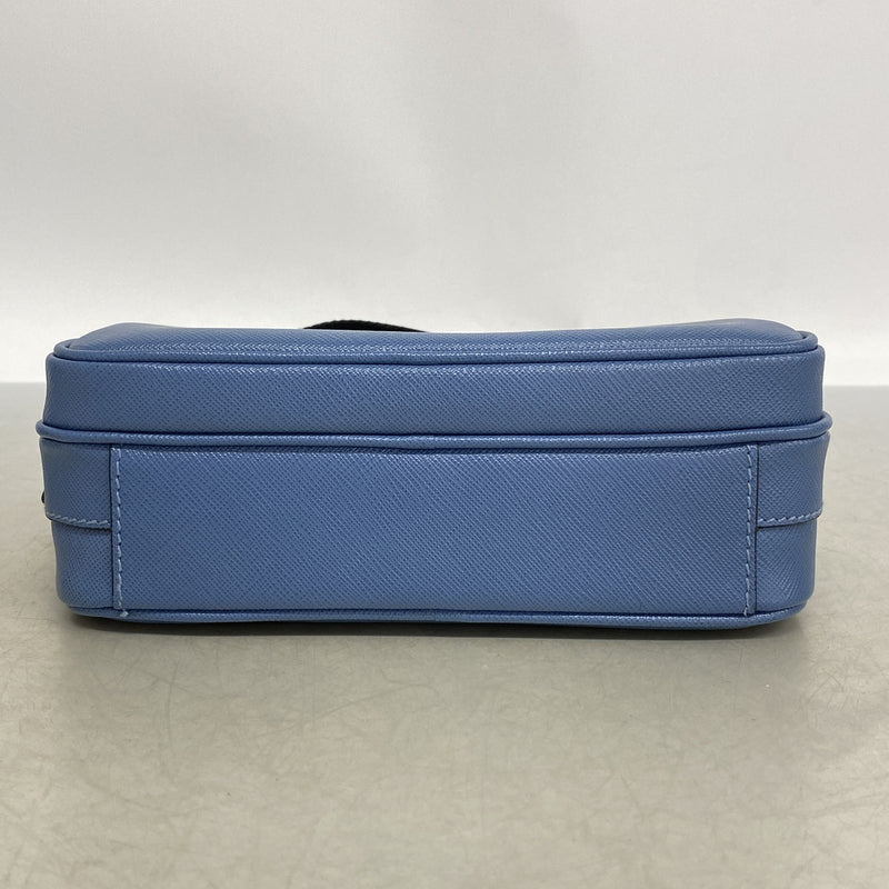 【6ib2911】プラダ ショルダーバッグ レザー ブルー シルバー金具【中古】メンズ