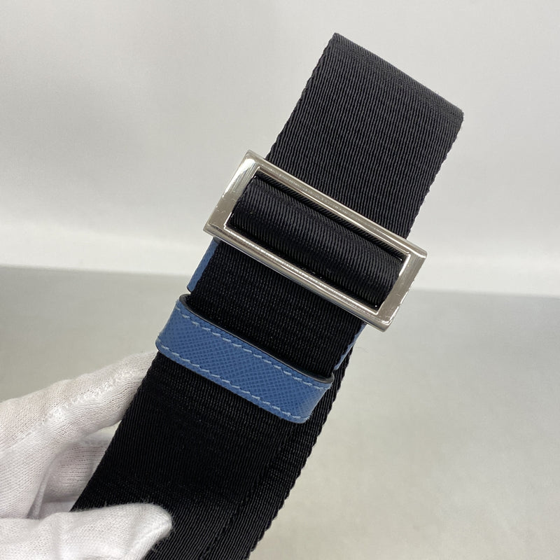 【6ib2911】プラダ ショルダーバッグ レザー ブルー シルバー金具【中古】メンズ