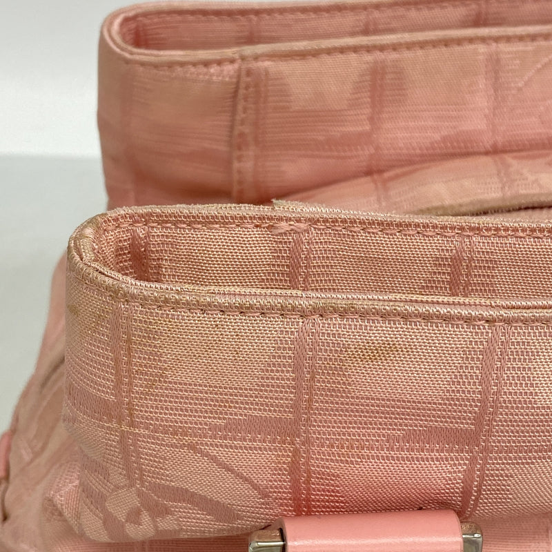 【6ib2913】シャネル ハンドバッグ ニュートラベル ナイロン ピンク シルバー金具【中古】レディース