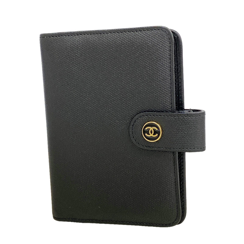 【6ib2914】シャネル 手帳カバー ココボタン レザー ブラック ゴールド金具【中古】レディース