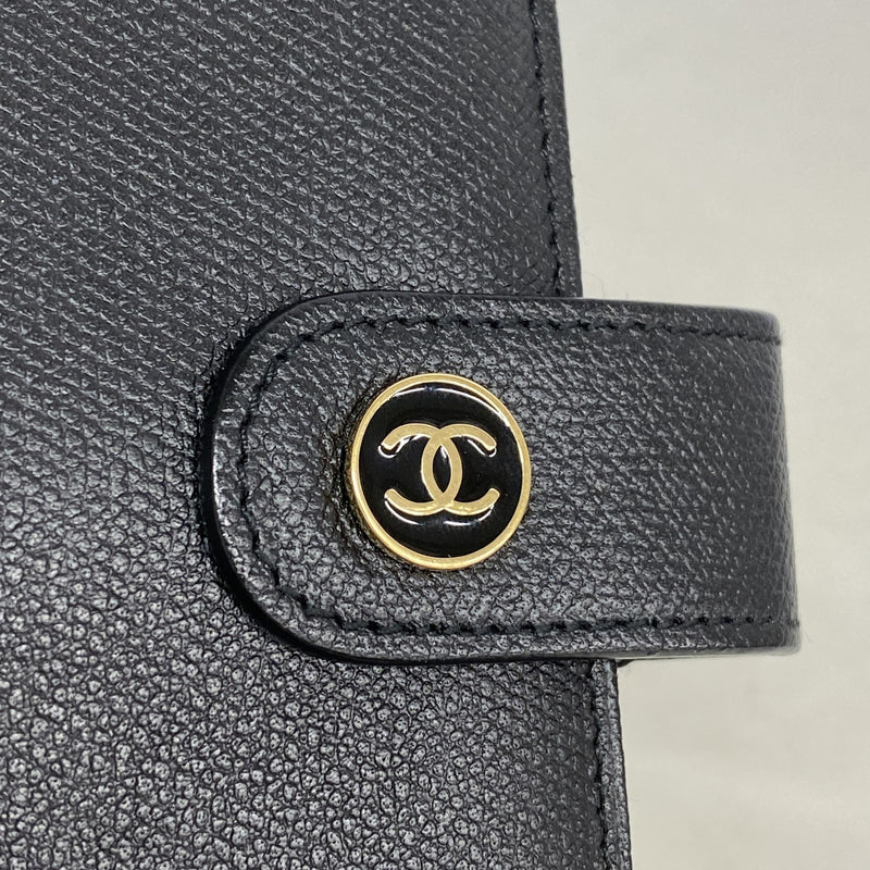 【6ib2914】シャネル 手帳カバー ココボタン レザー ブラック ゴールド金具【中古】レディース