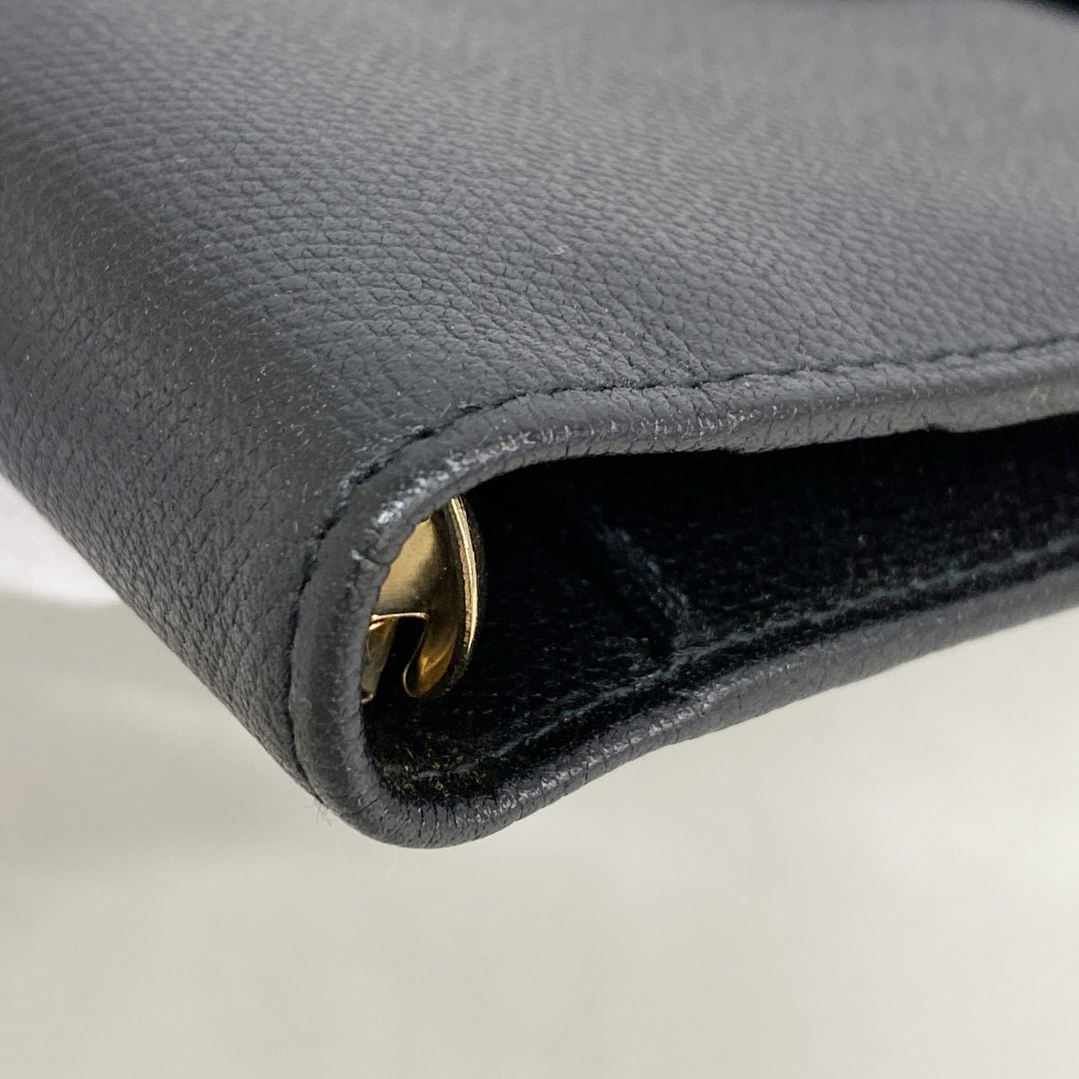 【6ib2914】シャネル 手帳カバー ココボタン レザー ブラック ゴールド金具【中古】レディース