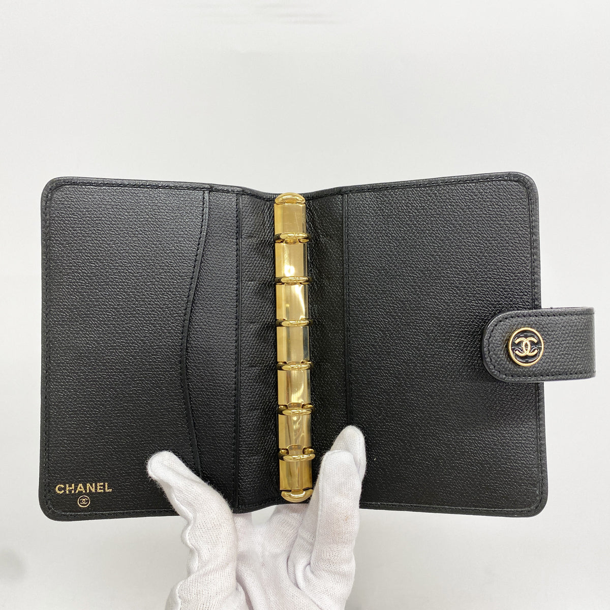【6ib2914】シャネル 手帳カバー ココボタン レザー ブラック ゴールド金具【中古】レディース