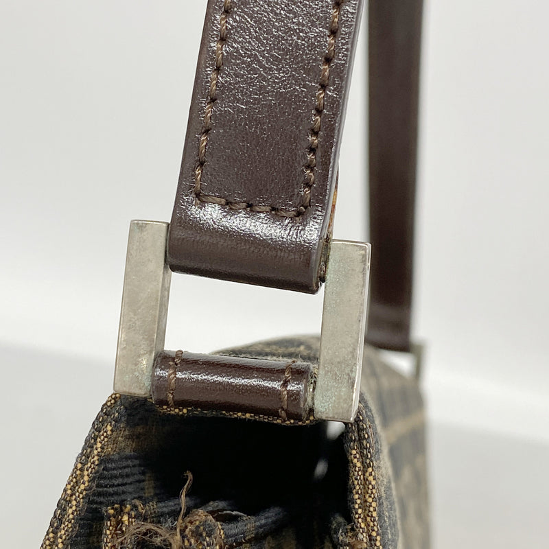 【6ib2921】フェンディ ショルダーバッグ ズッカ ナイロンキャンバス ブラウン シルバー金具【中古】レディース