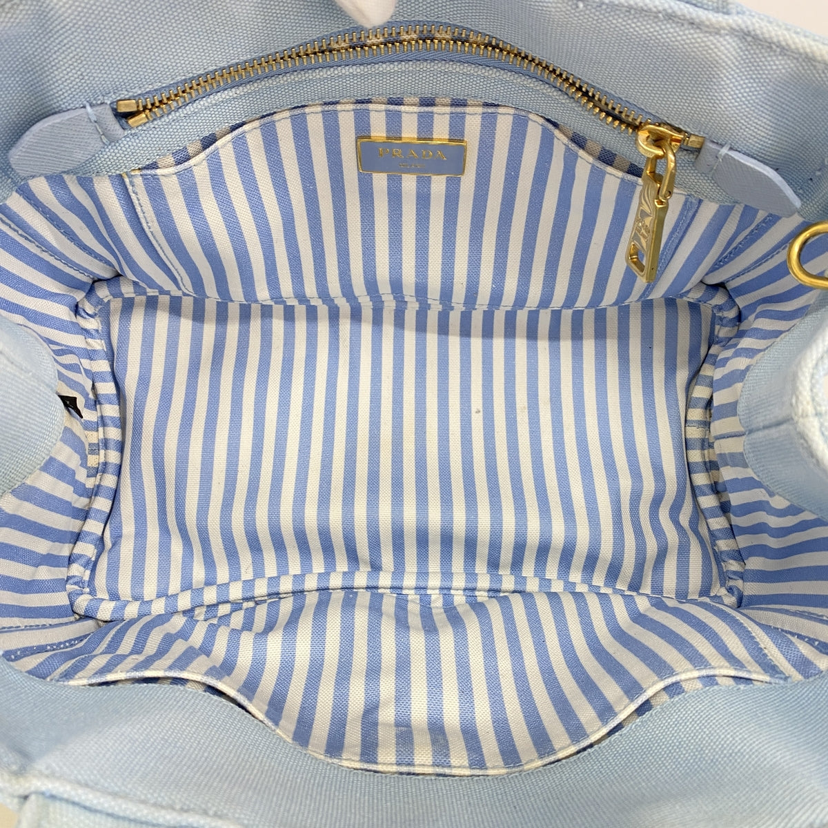 【6ib2923】プラダ トートバッグ カナパ キャンバス ゴールド金具 2wayバッグ【中古】レディース