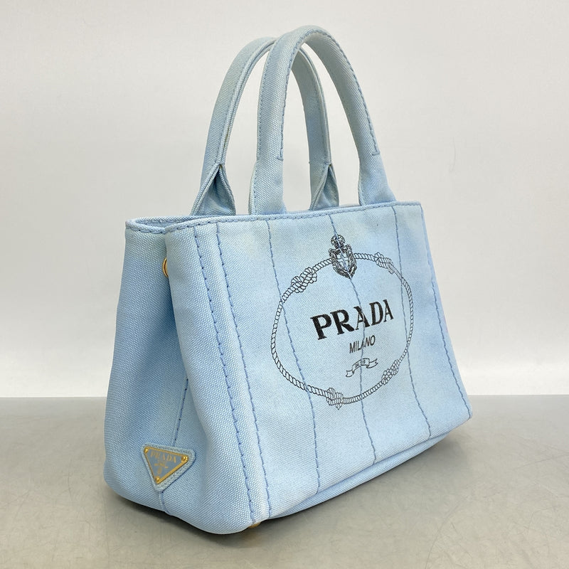 【6ib2923】プラダ トートバッグ カナパ キャンバス ゴールド金具 2wayバッグ【中古】レディース