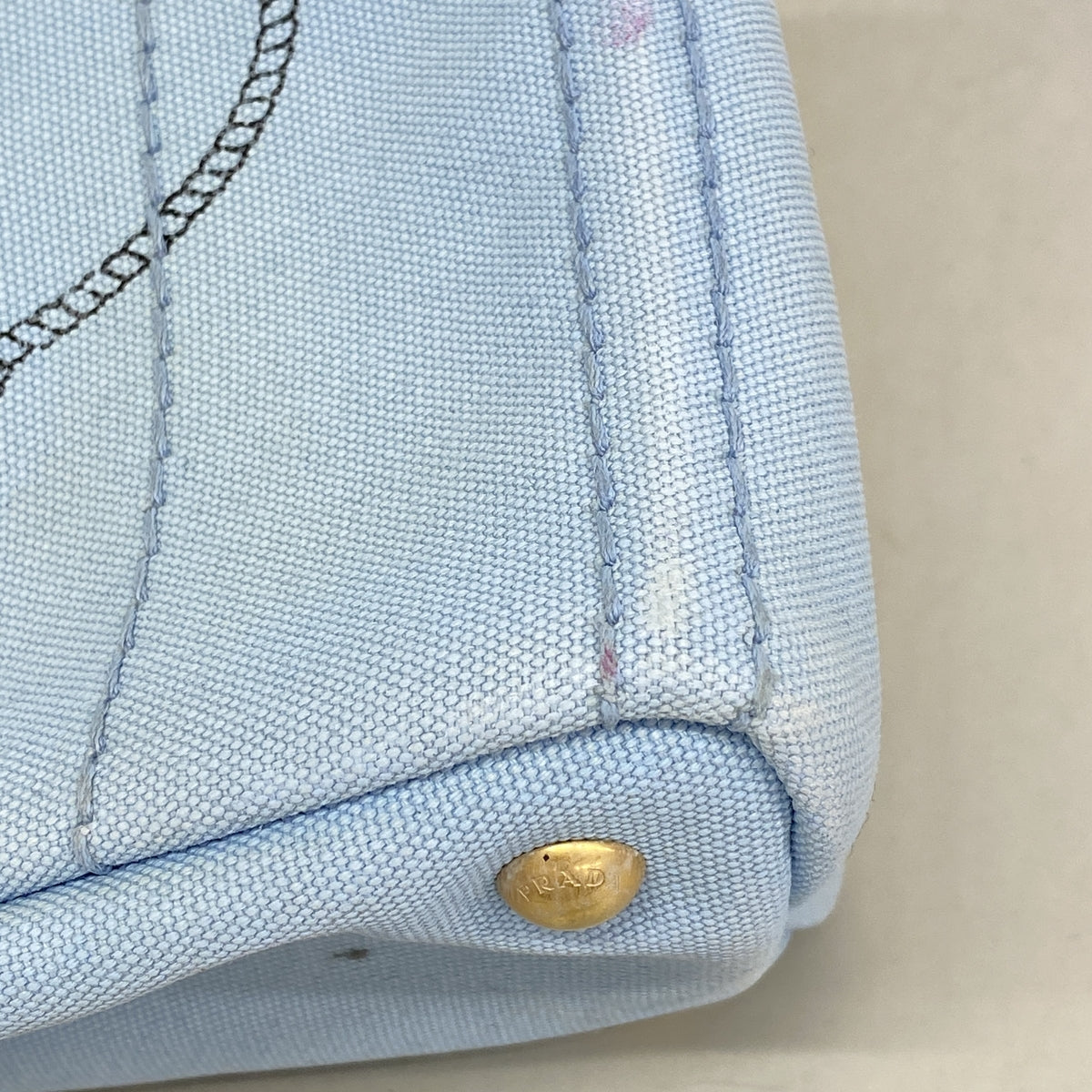 【6ib2923】プラダ トートバッグ カナパ キャンバス ゴールド金具 2wayバッグ【中古】レディース