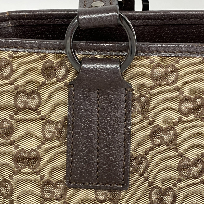 【6ib2925】グッチ ハンドバッグ GGキャンバス 113019 キャンバス ベージュ ブラウン シルバー金具【中古】レディース