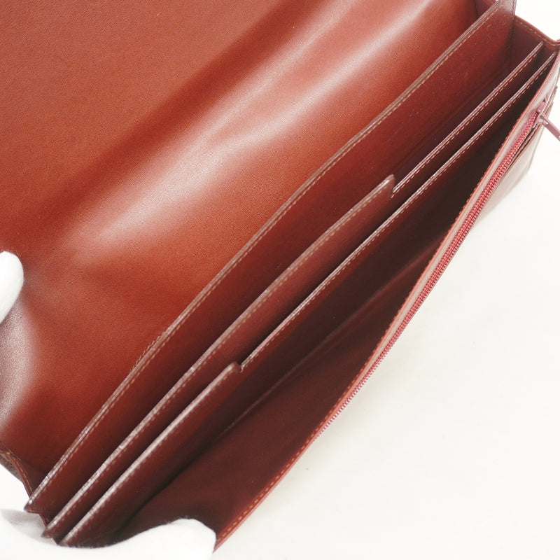 【6ib2961】カルティエ クラッチバッグ マスト レザー ボルドー ゴールド金具【中古】メンズ レディース ユニセックス