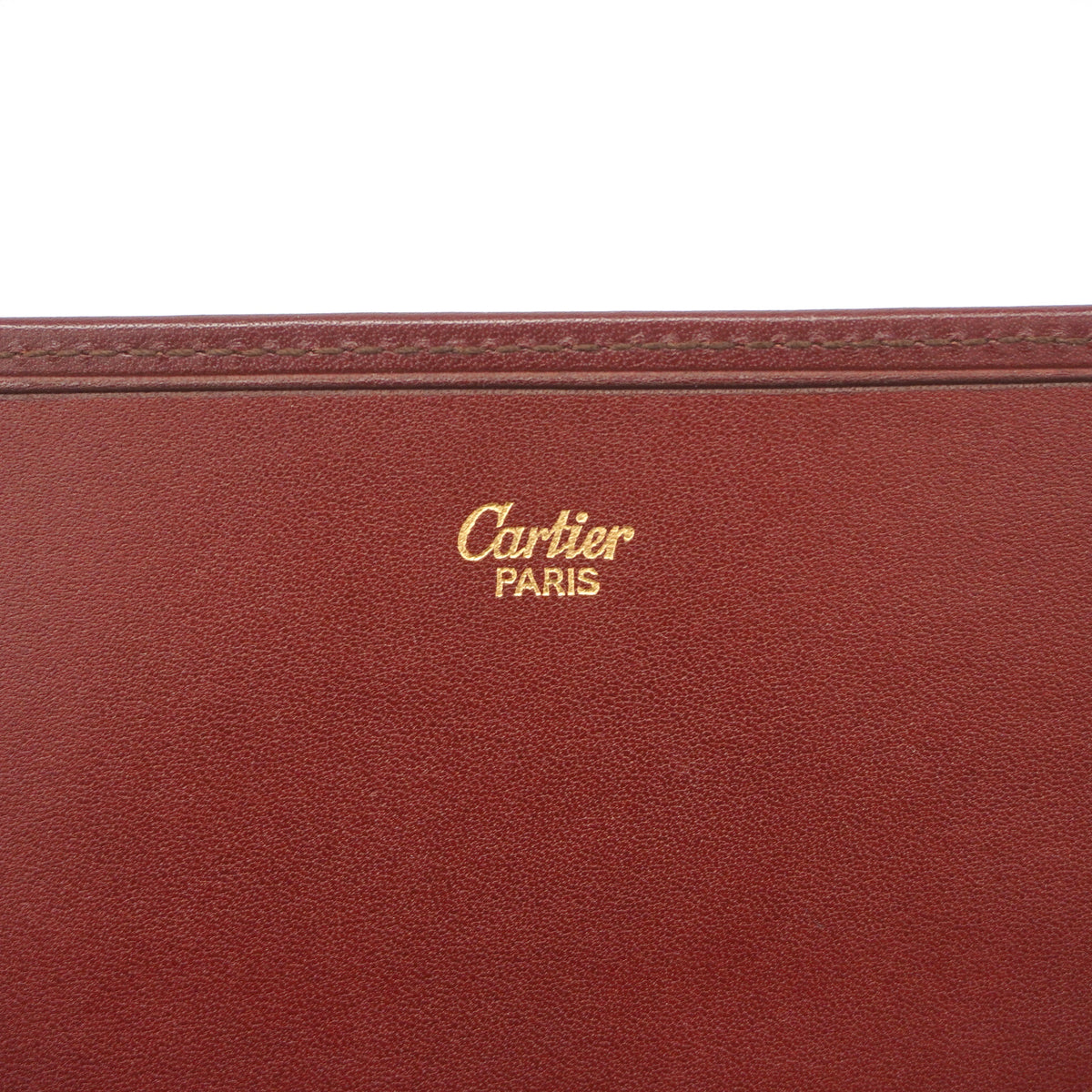 【6ib2961】カルティエ クラッチバッグ マスト レザー ボルドー ゴールド金具【中古】メンズ レディース ユニセックス
