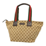 【6ib2963】グッチ ハンドバッグ GGキャンバス/シェリーライン 131230 キャンバス ベージュ ブラウン シルバー金具【中古】レディース