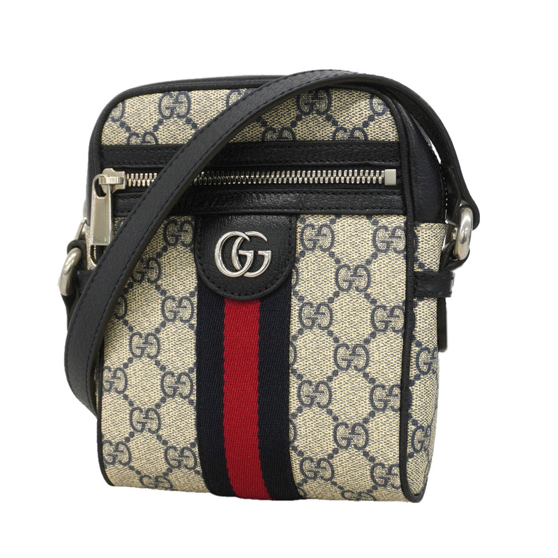 【6ib2974】グッチ ショルダーバッグ GGマーモント 59812 レザー ネイビー シルバー金具【中古】レディース